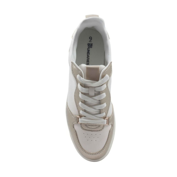 Women's Lace Up Court Sneakers in White and Gold metallic NWT - Picture 3 of 9